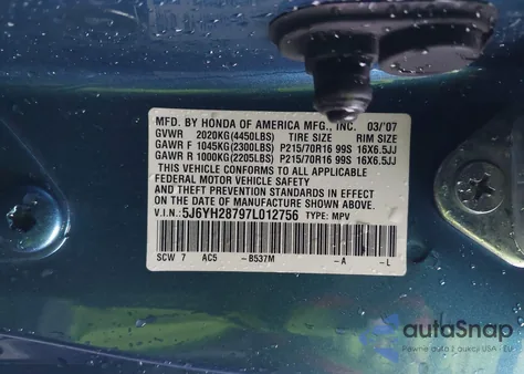 2007 Honda Element Ex z USA, uszkodzony, nr VIN 5J6YH28797L012756